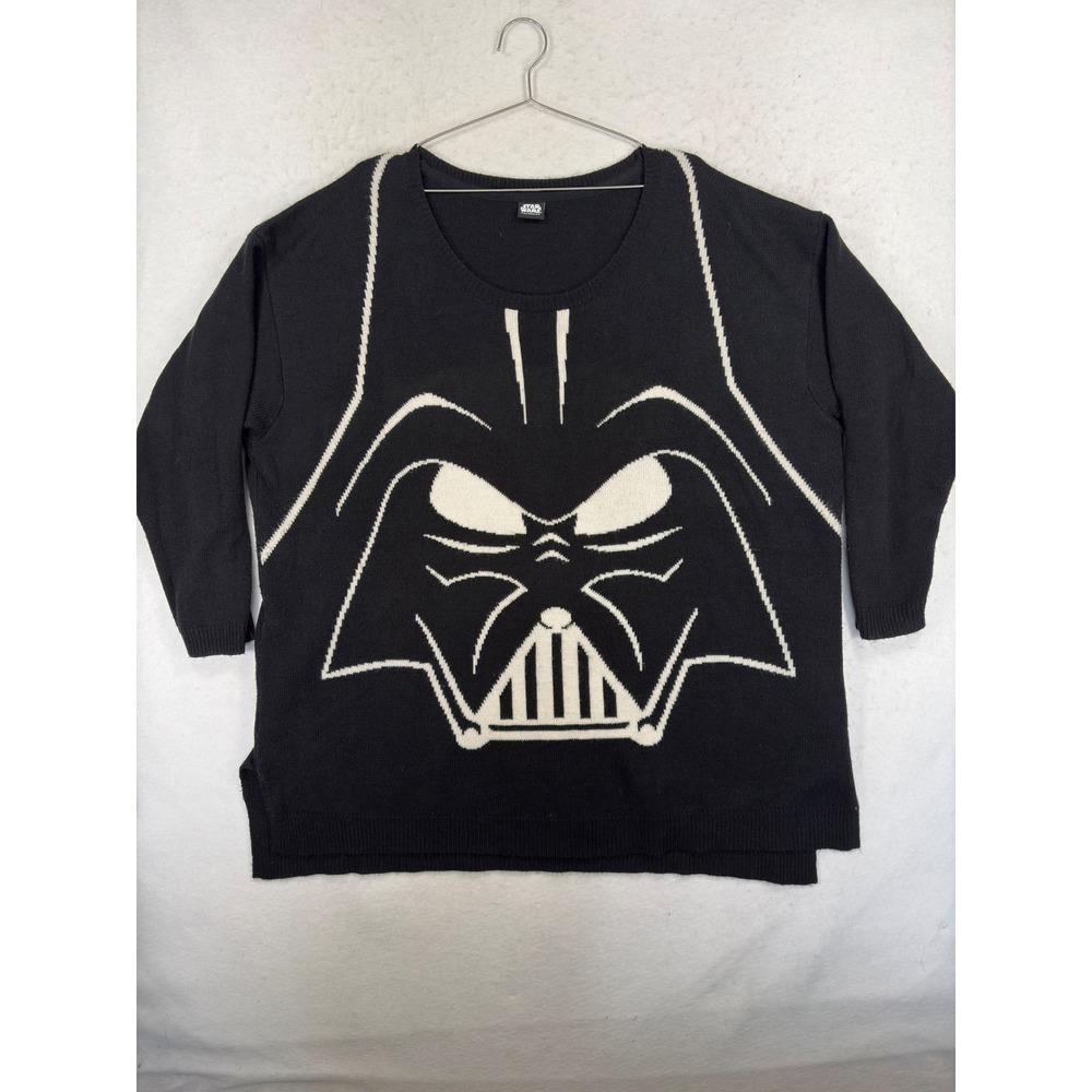 Star Wars Her Universe Darth Vader Knit Sweater Black Cream Size 4 Plus 3/4 Slv